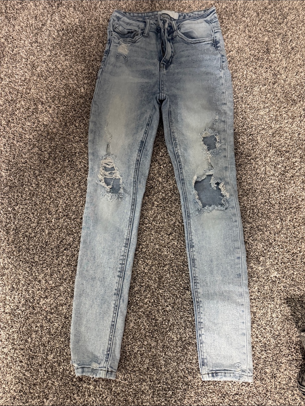 Distressed Light Blue Skinny Jeans for Women